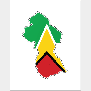 Guyana National Flag and Map Posters and Art